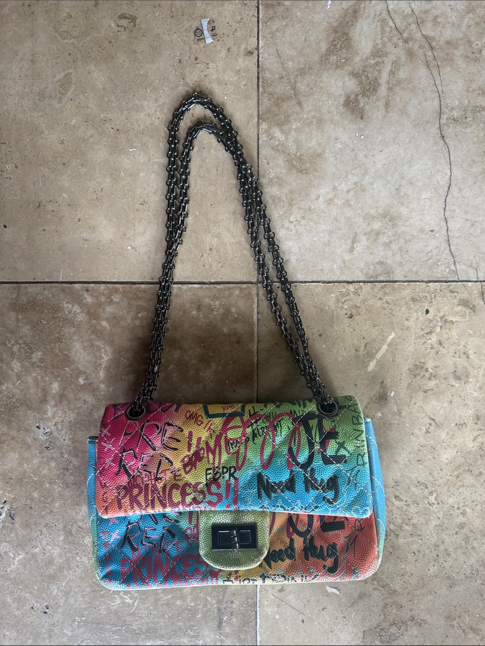PASSION PIRATE ladies, graffiti printed purse preowned shows a few signs of wear - Picture 10 of 12